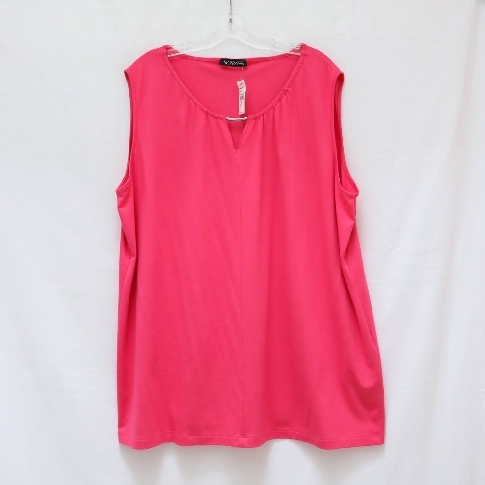 NWT Verpass sleeveless top Barbie pink 22 plus size new stretch blouse metal